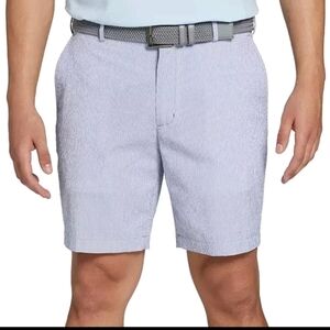 Men's Walter Hagen Blue & White Seersucker Flat Front 9" Inseam Shorts - Size 42